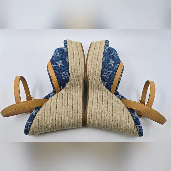 Louis Vuitton Monogram Denim Wedges - Picture 8 of 11